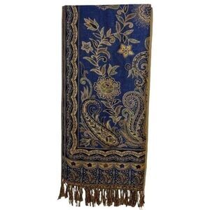 Blue & Gold Reversible Scarf Shawl Wrap